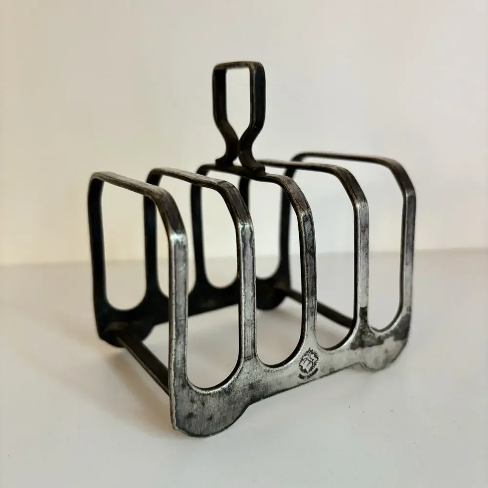 Vtg English Silverplate Toast Holder Tea Table Serving Rack Letter Desk